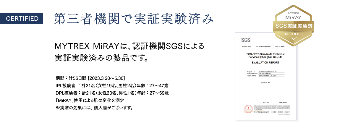 CERTIFIED 第三者機関で実証実験済